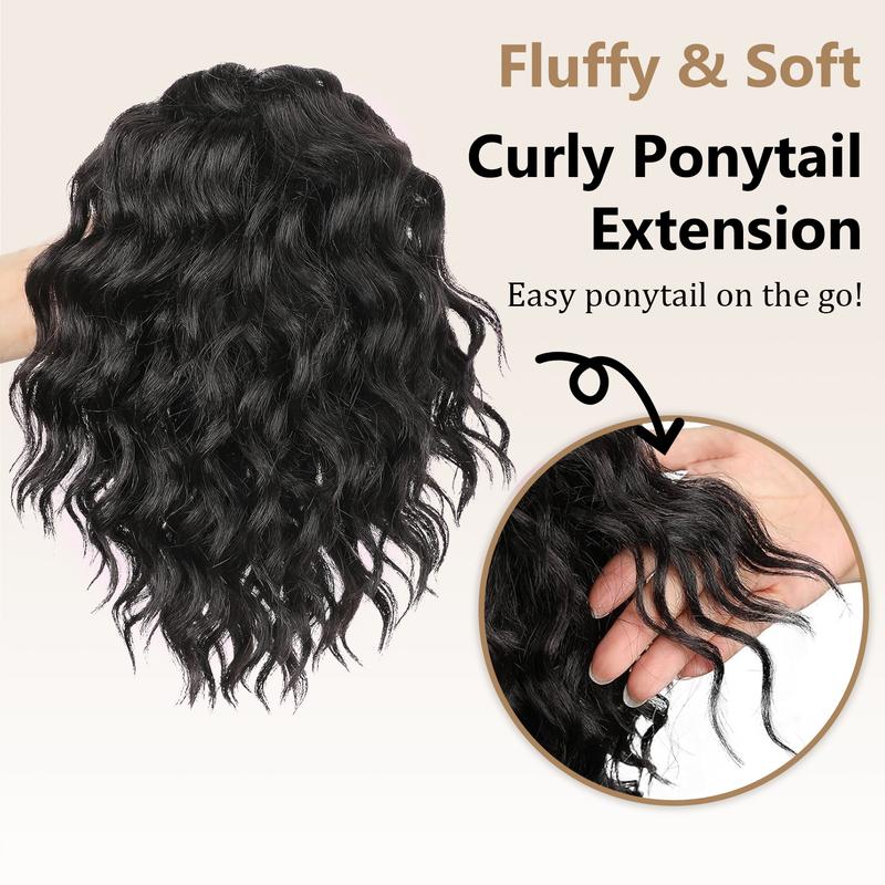 Ponytail Extension 12" Short Claw Ponytail Extension Wavy Curly Jaw Clip in Pony tails Hair Extension Natural Synthetic Hairpiece for Women