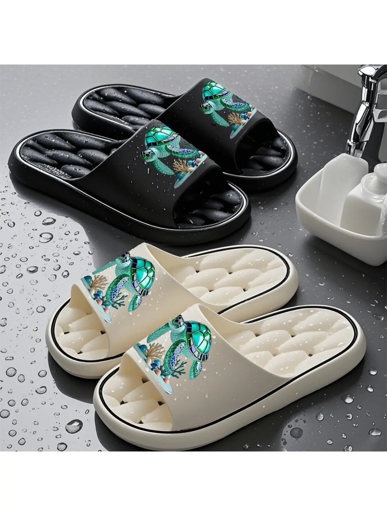 1 Pair of New Unisex Cool Slippers, Colorful Sea Turtle Ocean Slippers, Indoor/Outdoor Slippers, Holiday Gift Slippers, Women's Cool Slippers, Room Slippers, Birthday Gift Slippers, Casual Cool Slippers, Summer EVA Slippers, Bathroom Slippers