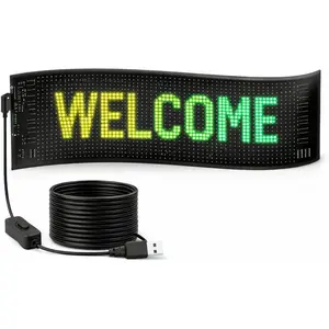 Programmable LED Message Board, Digital Scrolling Sign with App Control for Store Window, Shop, Bar, and Car Display, USB Powered (23 x 4Inch)