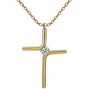Simple cross pendant design, titanium plated, elegant.