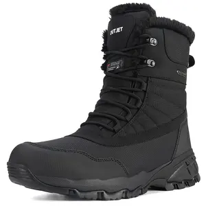 OUTJET Winter Men's Outdoor Warm Classic Snow Boots Non-slip 3M THINSULATE INSULATION Sports Leisure Hiking Boots Waterproof Warm Fur Lined Work Boot