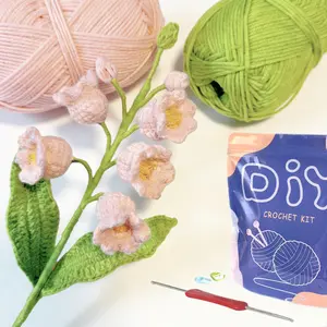 1PC Knitting Material Kit with Yarn and Hook, Beginner Video Tutorial Included, Random Color Accessories, DIY Supplies Type, Handmade Knitting Flower