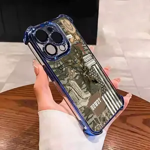 Retro camouflage Whitetail Deer Creative pattern design Suitable for Aesthetic Electroplated TPU Casing For iphone 17 16 15 14 13 12 11 PRO PLUS MAX AIR Samsung S26 Four Corners Anti-Fall Transparent Casual Soft Silicone Phone Cases L1834