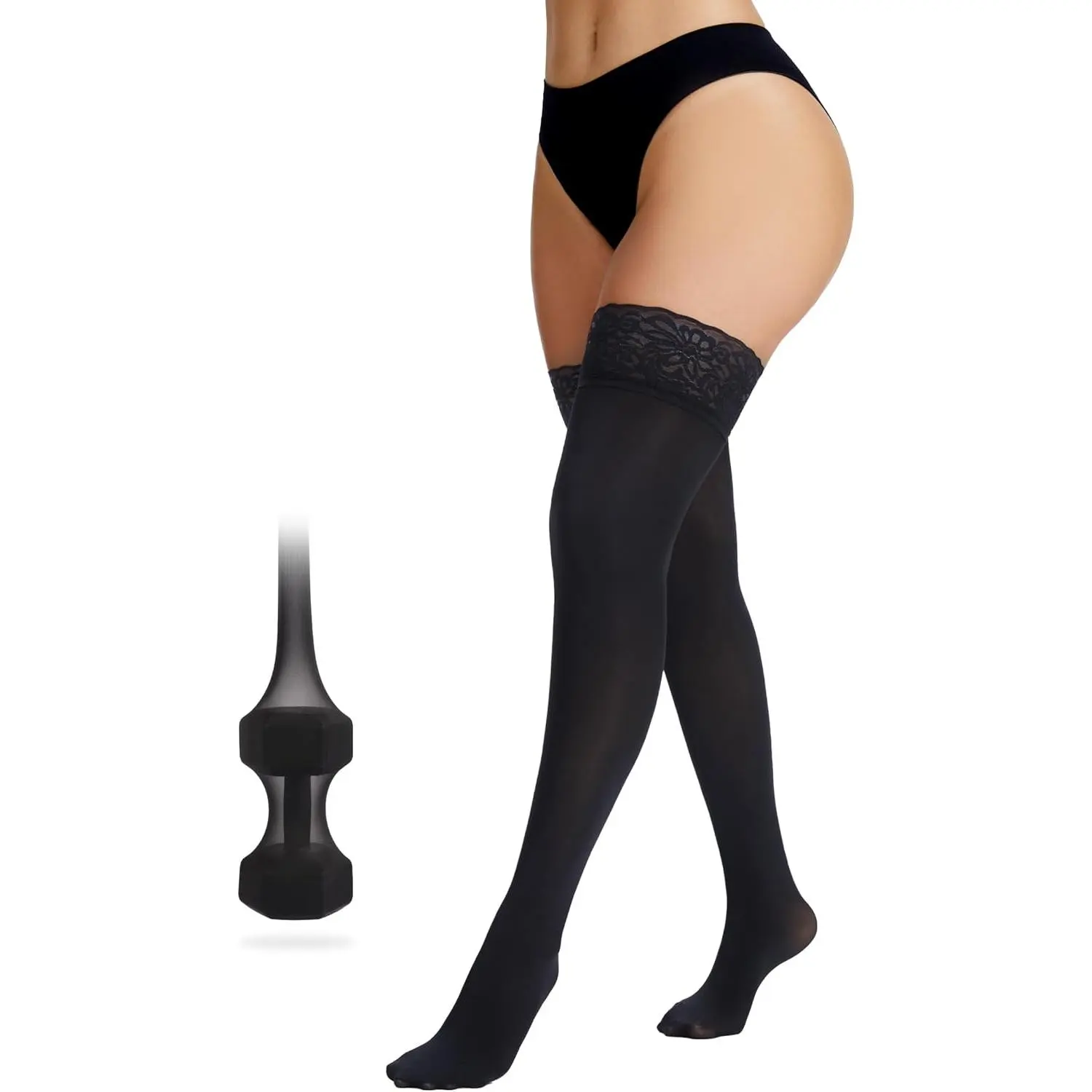 Women's 60D Stay-Up Thigh High Stockings - Lacy Rip-Resistant Tights with Silicone for Ultimate Durability