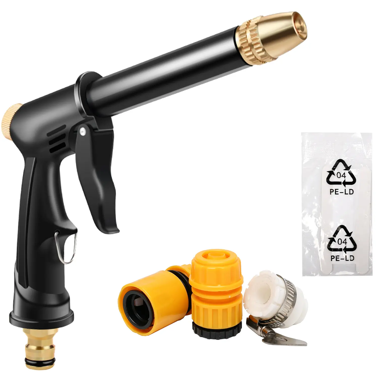 High Pressure Garden Hose Nozzle with Spray Nozzle Tips, Adjustable Water Flow for Watering Plants, Washing Cars, High Pressure Nozzles