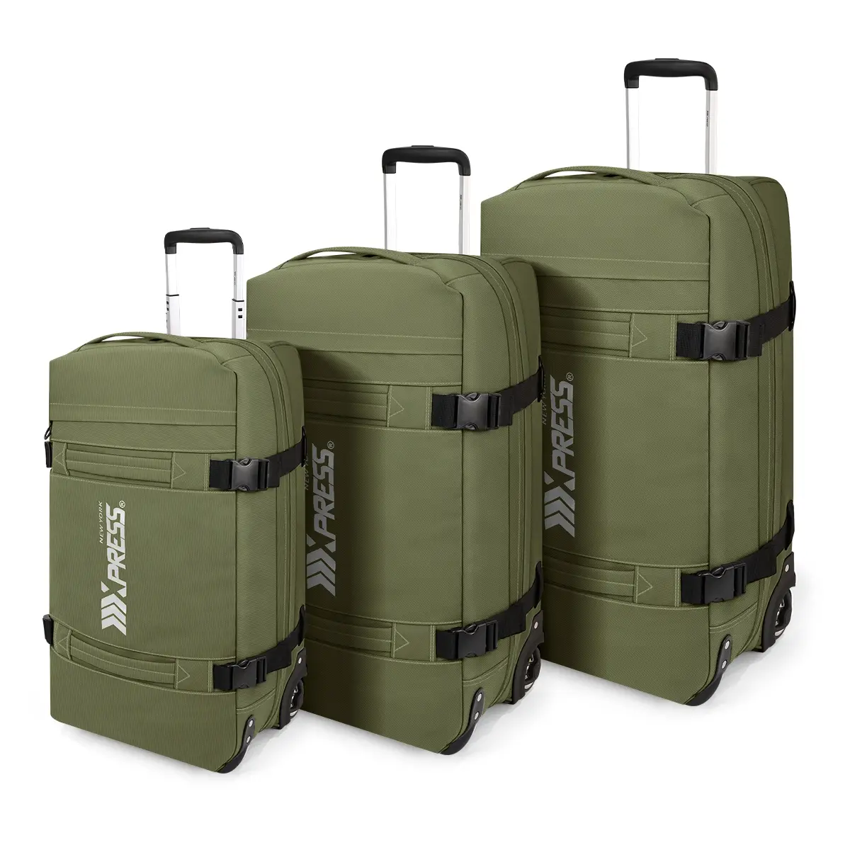 New York Xpress Expandable Rolling Duffel Bag Set | 3-Piece Luggage (20”, 26”, 30”) for Men & Women, Foldable Travel & Weekend Bags