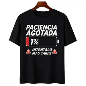 Men’s Spanish Phrase T-Shirt – "0 Patience Charged Dead Battery" Street Style Tee