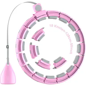 Weighted Workout Hoop for Adult Weight Loss - 50" Plus Size Silent Smart Waist Fitness Circle with Ball - Abs Exercise Equipment for Home-