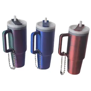 Cute 3D Printed Keychain Water Cup Chapstick Holder with Color Change Filament for Everyday Use