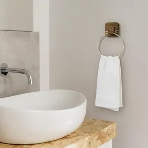 Wall Mounted Brass Metal Hand Towel Ring, Hanging Bathroom Towel Holder Rack