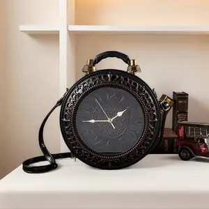 Vintage Crossbody Shoulder Bag with Battery Powered Clock Functionality Water Resistant PU Leather Secure Com partments Ideal Gift
