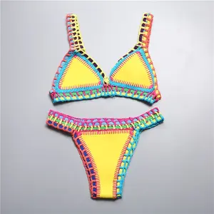 Micro Bikini 2026 Women Handmade Crochet Knit Swimwear Beach Push up Bra Patchwork Bathing Suit Swimsuit Biquini Thong Bikini Daxiyee