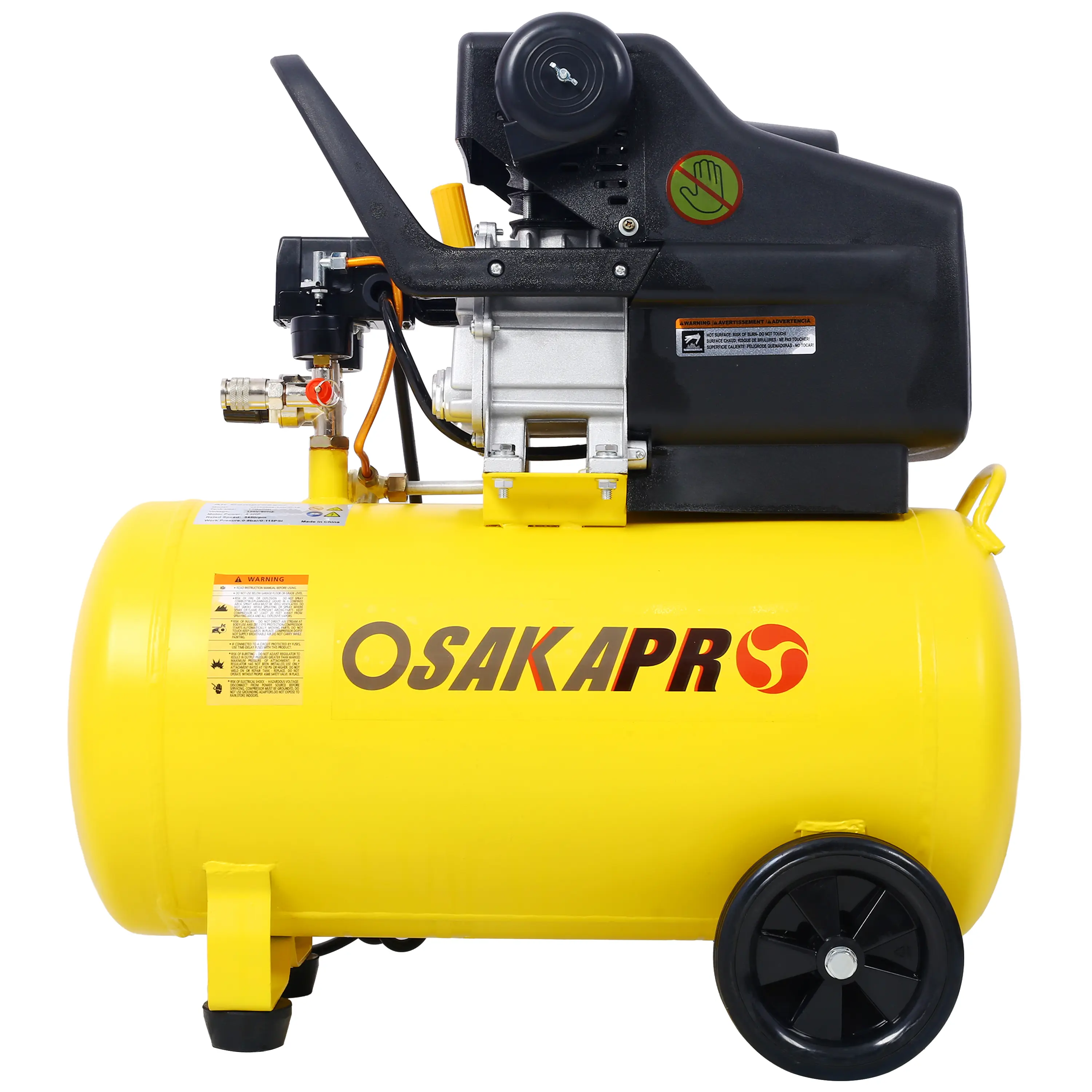 13-Gal Oil-Lubricated Horizontal Cast Iron Air Compressor - 4.5HP, 120V/60Hz, 115psi, 3450rpm, Portable with Built-in Wheels, Quiet (50% Less Noise), Adjustable Pressure, Safety Priority, User-Friendly for Inflation, Hobby Painting, Stapling, 13 Gallon