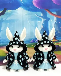 2pcs Wizard Bunny | 3D Printed | Articulated Toy Magical Wizard Bunny Rabbit Figurine Easter Basket Stuffer