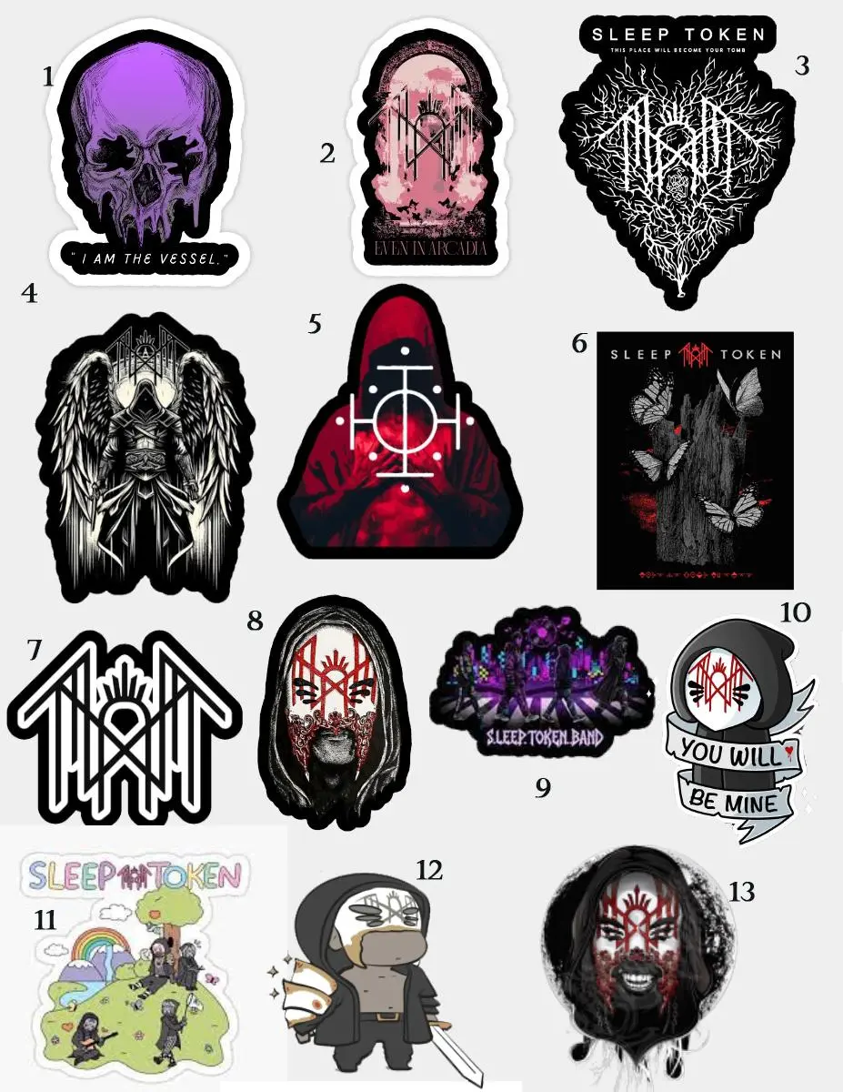 13 Design Mine Sleep Token Sticker Decal Sleep Token Sticker, Vessel Sticker, Waterproof Vinyl Sticker for Laptop SNG