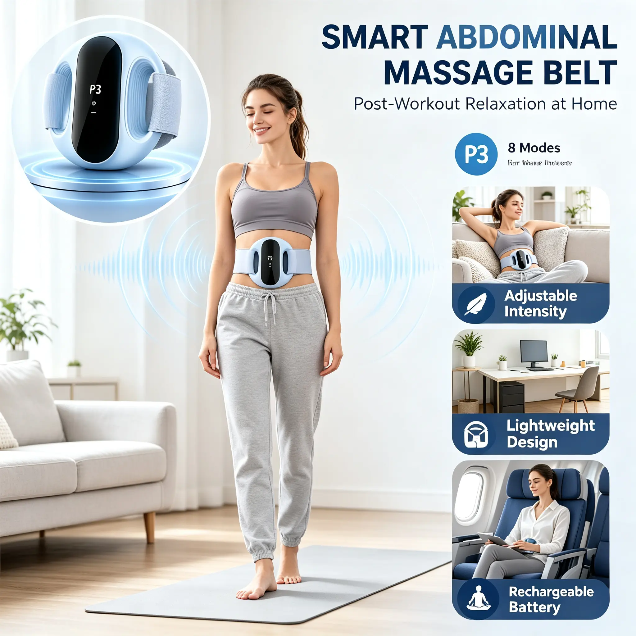 Digital Display Electric Abdominal Training Belt - Portable Rechargeable Core Trainer Exercise Equipment with Multiple Modes, Compact Home Workout Gear for Men & Women’s Torso Muscle Training