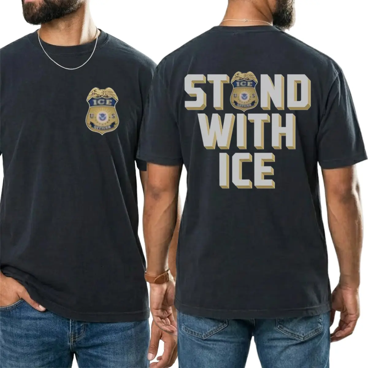 Stand With ICE T-Shirt, Immigration Enforcement Support Tee, Patriotic Shirt, Support Gift