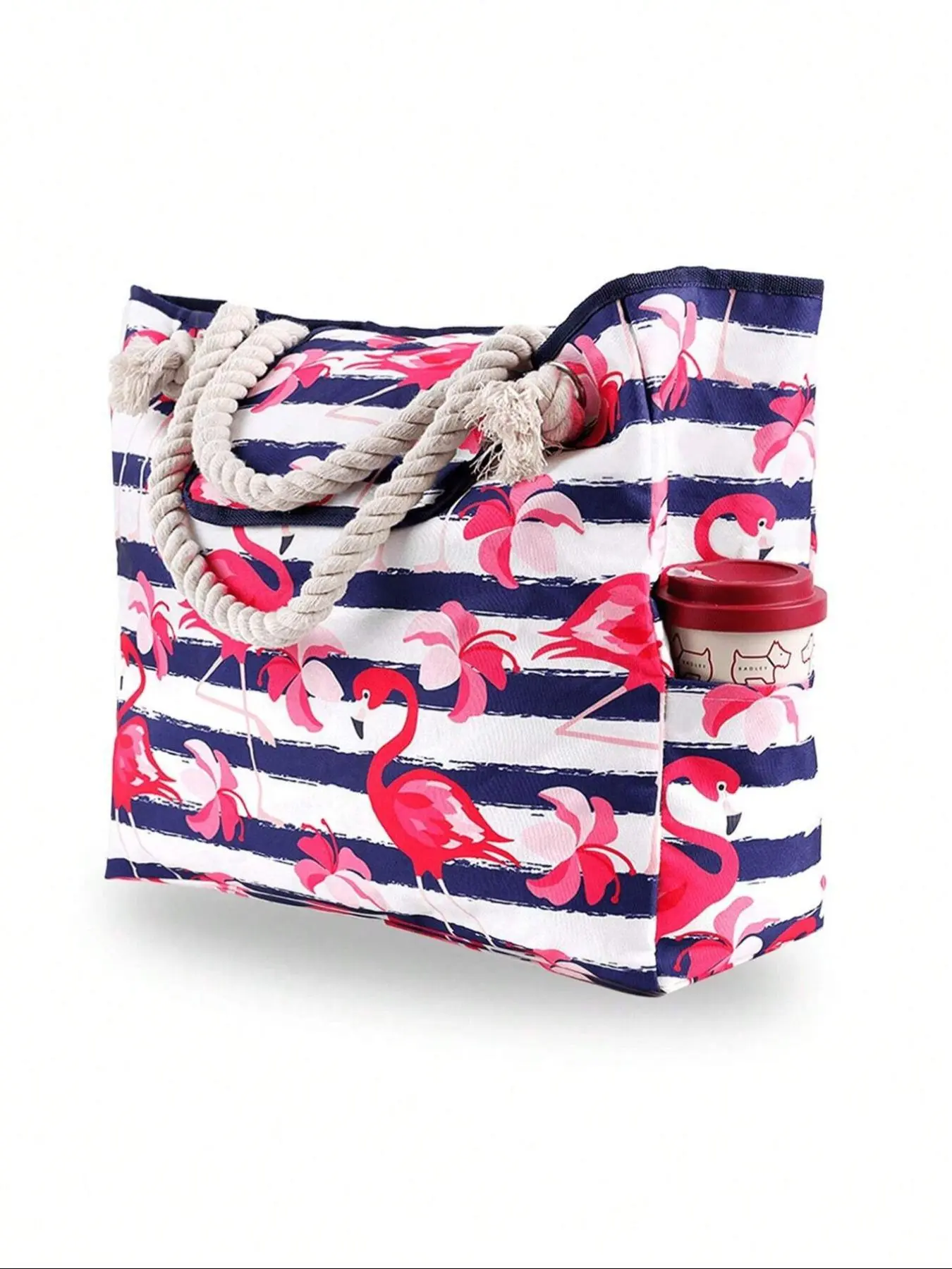 Flamingo Pattern Tote Bag, Fashionable Patterned Bag, Large Capacity Multi-functional Beach Bag, Travel Casual Holiday Beach Camping Bag for Women & Girls, Trendy Tote Bag, Stylish Tote Bag