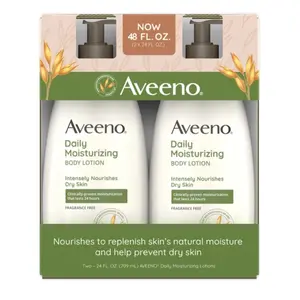 Aveeno Daily Moisturizing Body Lotion 24 fl oz Pack of 2 Deep Hydration Fragrance-Free Gentle on Skin for All Skin Types