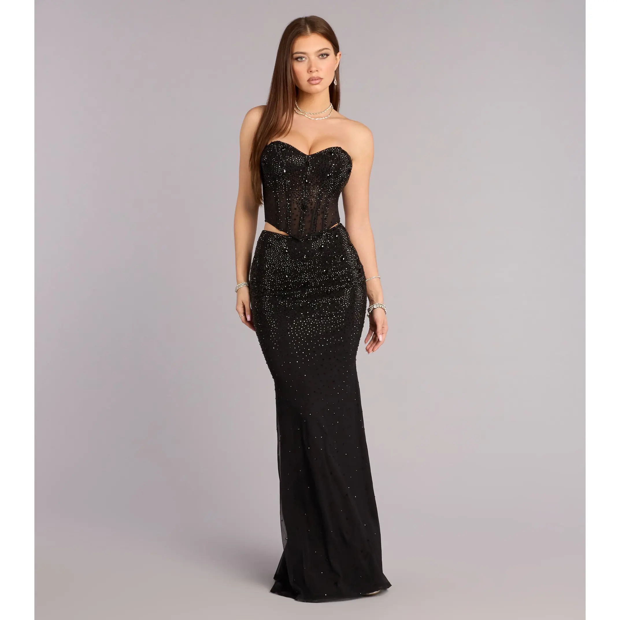 Joanna Rhinestone Two-Piece Formal Set Joanna Rhinestone Two-Piece Formal Set
