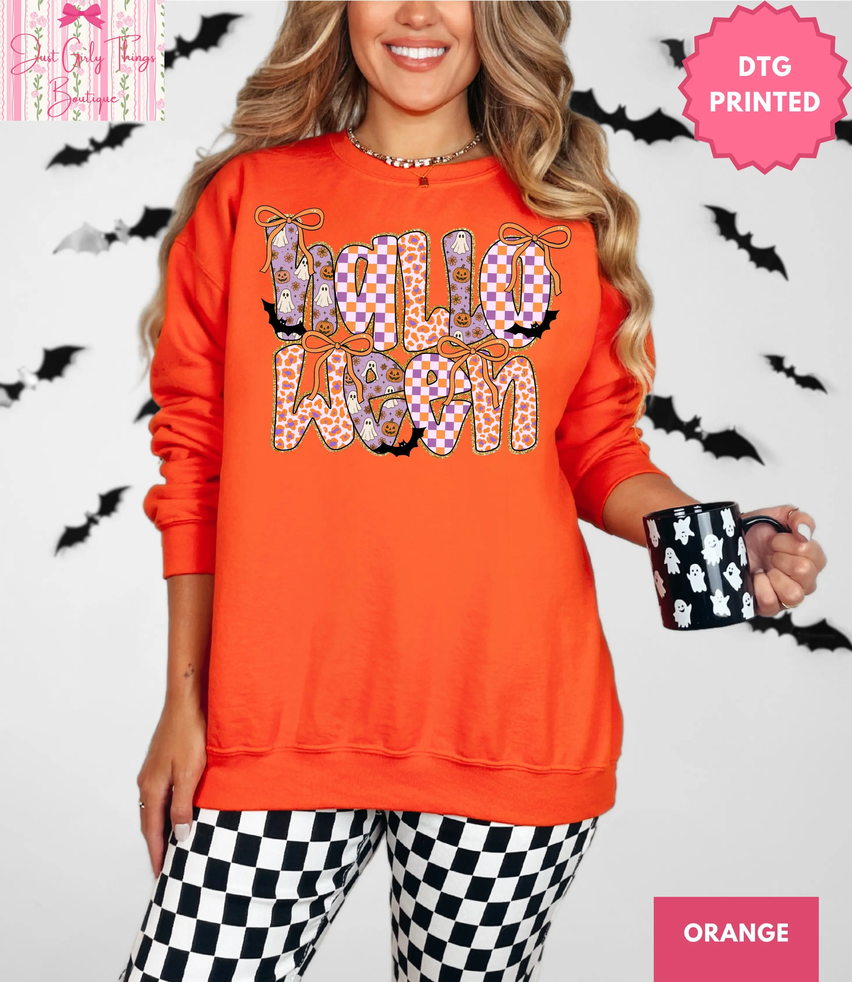 Preppy Cheetah Leopard Checkered Halloween Sweatshirt, Preppy Halloween Sweatshirt, Cheetah Halloween Sweatshirt, Leopard Halloween Sweatshirt, Coquette Halloween Sweatshirt, Retro Spooky Season Sweatshirt, Halloween Bows Sweatshirt