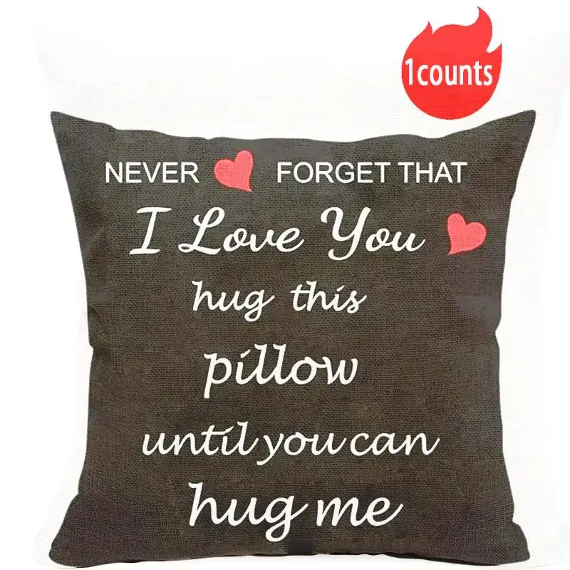 Letter Print Throw Pillow Cover without Filler, Square Pillow Cover, Simple Design Cushion Cover for Home Decor, Romantic Gift for Her Him