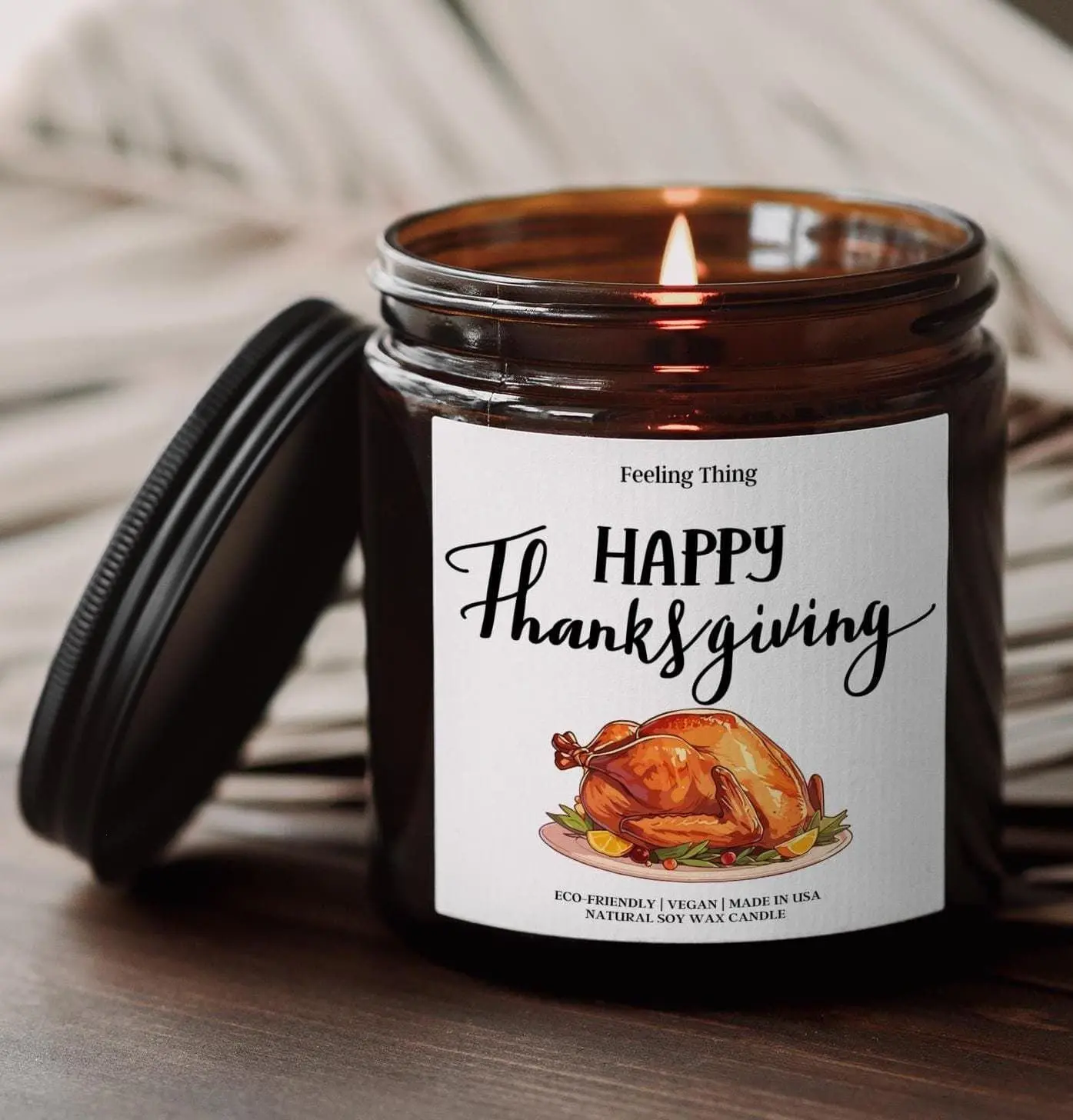 Happy Thanksgiving Candle, Thanksgiving Gift, Fall Scented Candle, Thank You Gift for Thanksgiving Dinner, Thanksgiving Friend, Manager, Mom