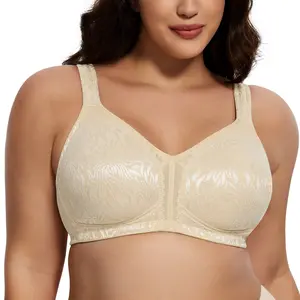 Deyllo Women's Full Coverage Plus Size Wirefree Non-Padded Minimizer Bra - 2 Patterns, Comfortable, Everyday Womenswear