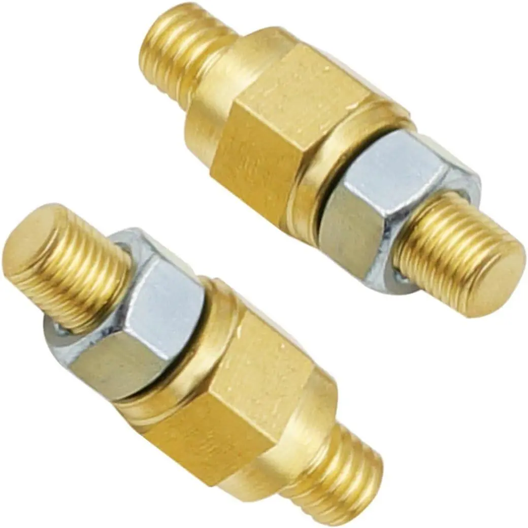 2 Pack Side Post Brass Stud Car Battery Terminal - Copper & Copper Alloy Construction, Corrosion-Resistant, Durable, Easy-to-Install Solid Brass Extender Long Stud, 3/8"-16 GM Universal Car Thread Side Standard Bolt, 2 * Side Post Brass Stud