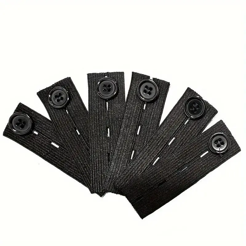 Elastic Jeans Waist Extension Button, 6 Counts Simple Plain Waistband Button, Waistband Extenders with Elastic Band for Clothes Jeans