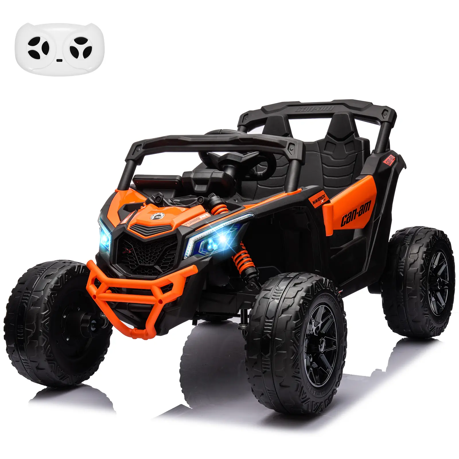 12V Licensed Can Am Kids Ride On UTV, Electric Off-Road Car w/Remote, LED Lights, Music, Safety Belt, Open Doors