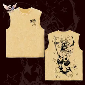 Retro Black Star Soul Eater Washed Natural Shade Oversize Heavyweight Cotton Graphic T-Shirt Star Crest Vintage Line Art Tee Tank top Hoodie Sweater