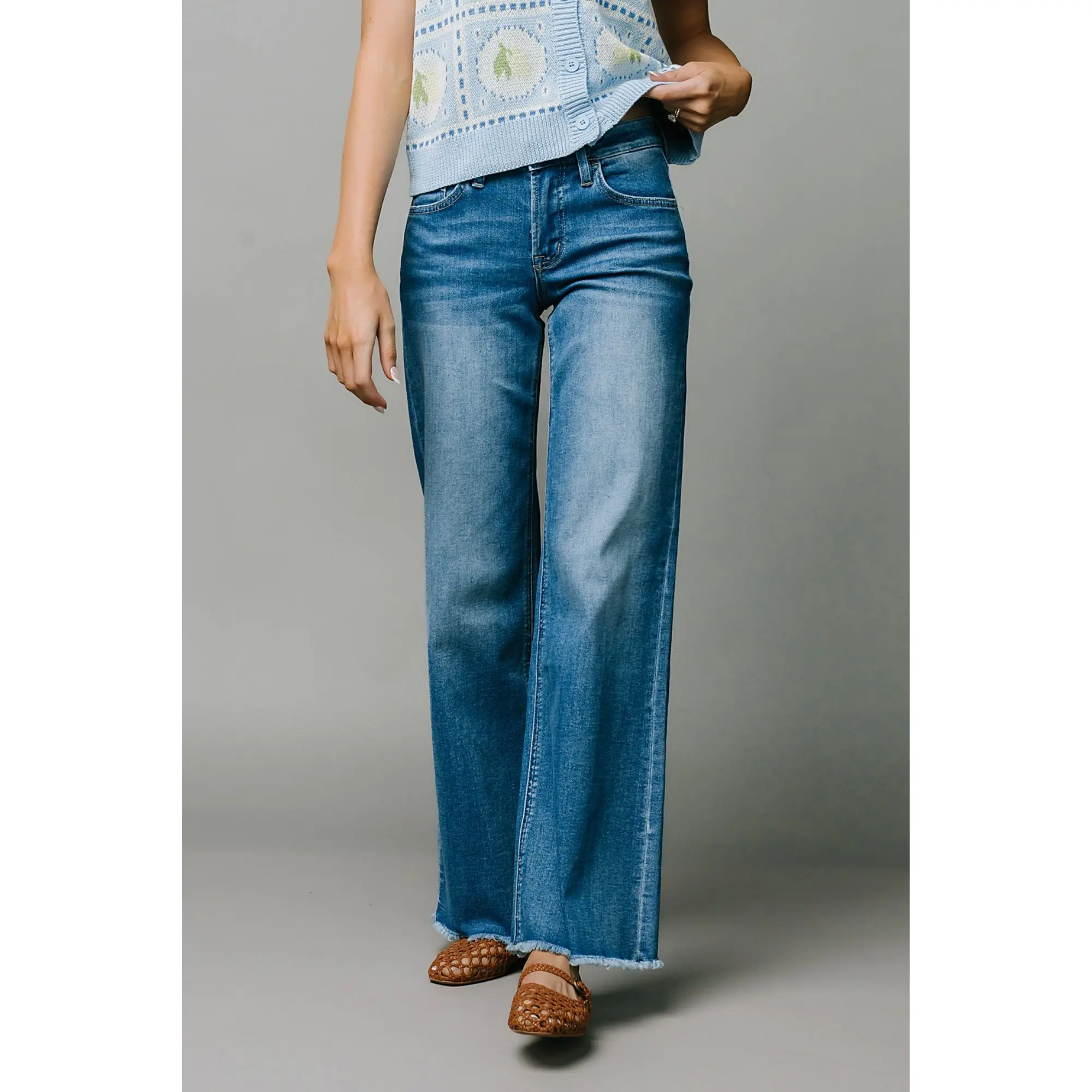 Sunlit Wide Leg Denim Jeans