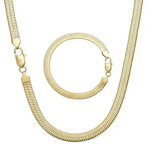 Dainty 14K Gold Snake Chain Jewelry Set • Necklace + Bracelet • Waterproof Hypoallergenic • Perfect Gift for Her