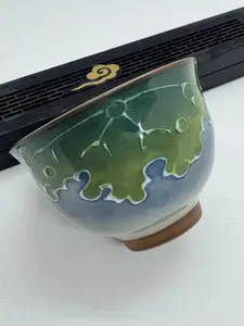E.Blue Lotus Shadow Series — Master Cup with Hand-Painted Lotus Leaves from Gongyao Kiln