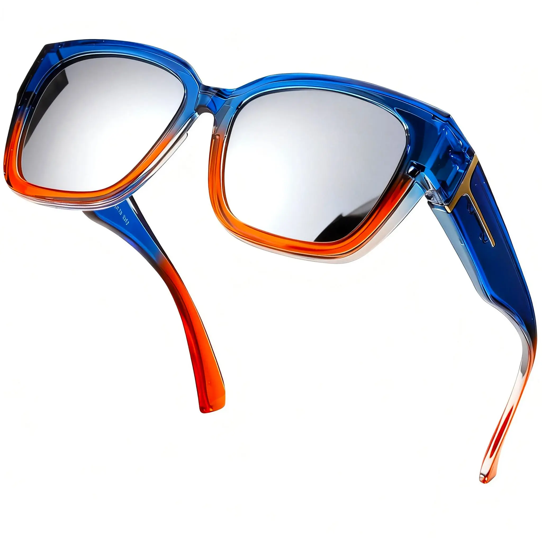 Blue to orange frame/ white mirror lens