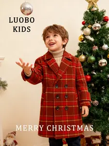 【 LUOBOKIDS 】 Children's thick plaid cotton jacket, Western College style coat, winter warm jacket, suitable for children with a height of 90-160cm, Plaid Print Coats