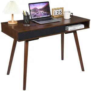 Modern Office Desk with Drawer - Plain Makeup Table, Computer Table Writing Desk for Home Office
