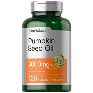Horbäach Pumpkin Seed Oil | 3000mg | 120 Softgel Capsules | Cold Pressed Dietary Supplement | Non-GMO and Gluten Free Formula