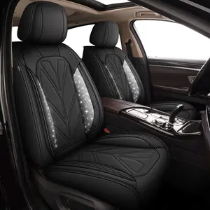 Bling Diamond Leather Car Seat Covers Fit for Chevy Malibu 2009-2025：Full Seats Waterproof Seat Covers Automotive Seat Protectors (Black,5 Seats), Full Seat Coverage