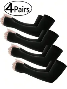 4 pairs of summer anti-ultraviolet arm sleeves, outdoor sun protection arm sleeves, arm sleeves with thumb holes, arm sleeves, arm sleeves, summer outfits, men's black arm sleeves