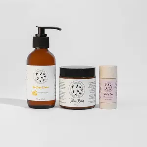 Essential Trio Bundle - Tallow Balm, Tallow Lip Balm, & Raw Honey Cleanser - Handcrafted Organic Skincare Set