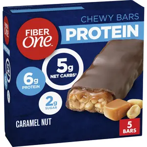 Fiber One Chewy Protein Bars, Caramel Nut, Protein Snacks, 1.17 oz, 5 ct