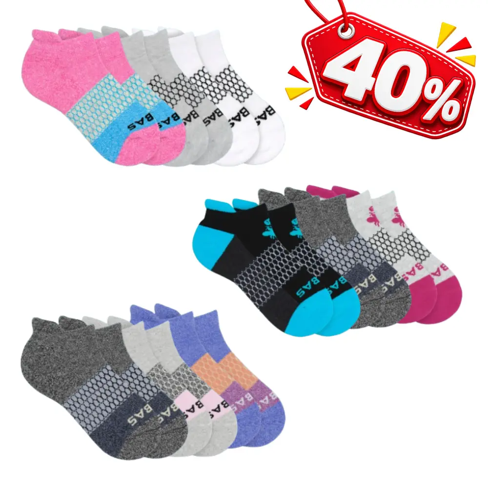 (LIMITED DEAL) 5 Pair Bombas Sock Ankle Socks Honeycomb Arch Support for Women & Men Size S, M, L, Multicolor Athletic Sock, Comfortable for Running, Cushioned Footbed, Seamless Toe, Blister Tab