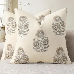 YCOLL Vintage Floral Print PillowSet of 2 Patterned Accent Decorative Cushion Covers Modern Farmhouse Throw Pillow Covers for Sofa Couch Chair Bed Living Room Home Decor, Light Brown