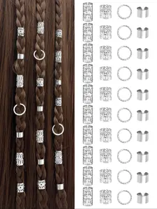 40pcs Set Vintage Hollow Hair Rings, Alloy Hair Cuff, Hair Pins Loops, Summer Loc Hair Jewelry for Braids, Hair Accessories