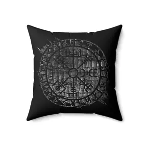 Viking Compass "Vegvisir" Spun Polyester Square Pillow