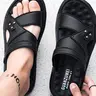 Vintage Men's Business Summer Slip On Sandals, Soft Sole Anti-Slip Non Slip Sandals Casual Comfort Classic Style, PVC Material, Less Than Ankle Height, Casual Footwear