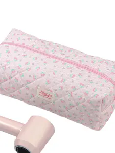 1PC Pink Bowknot Hair Dryer, Hair Curler Storage Bags For Portable Cosmetic Bag, Travel Toiletry Bag, Travel Beauty Bag Large Capacity Electric Curling Wand Straight Plate Clip Protective Cover Bags