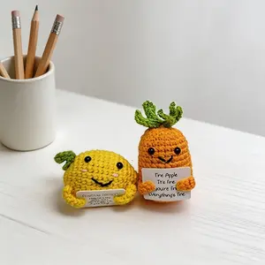 2pcs Lemon & Pineapple Knitted Doll Set, Handmade Decorative Figurines, Perfect for Home Decoration, Unique Gift Idea
